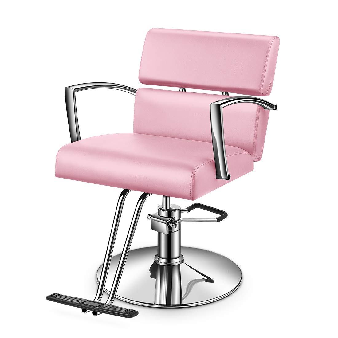 Baasha Professional Salon Chair for Hair Stylist, Pink Hair Chair, Comfortable Styling Chairs with Heavy Duty Round Base for Safety, Height Adjustable, Weight 330 lbs