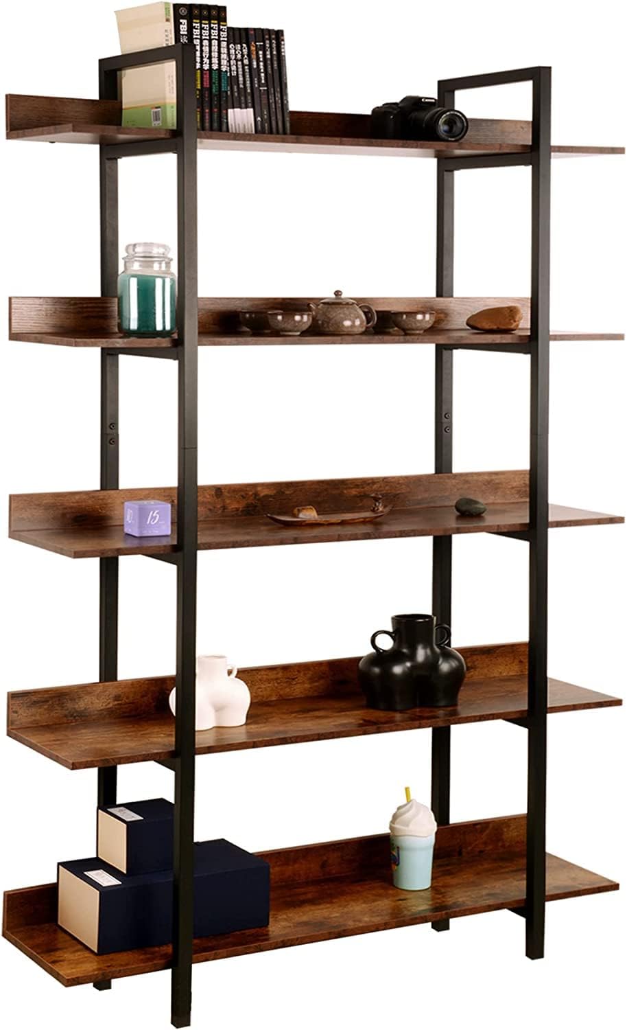Vocuer 5 Tier Bookshelf Tall Bookcase bookcases and Book Shelves 5 Shelf Bookshelves