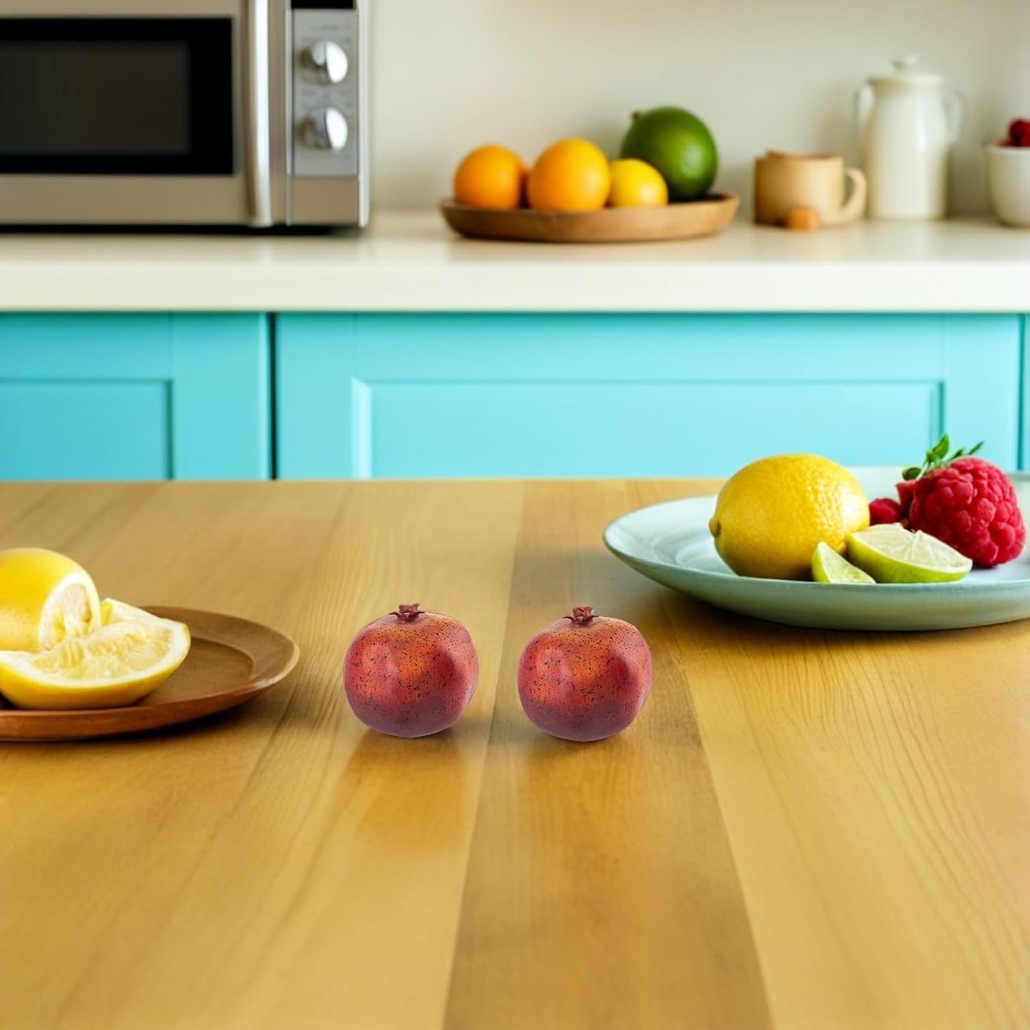 6pcs Realistic Artificial Pomegranate Models Weighted Faux Fruit Ornaments for Kitchen Home Décor Harvest Party Photography Props