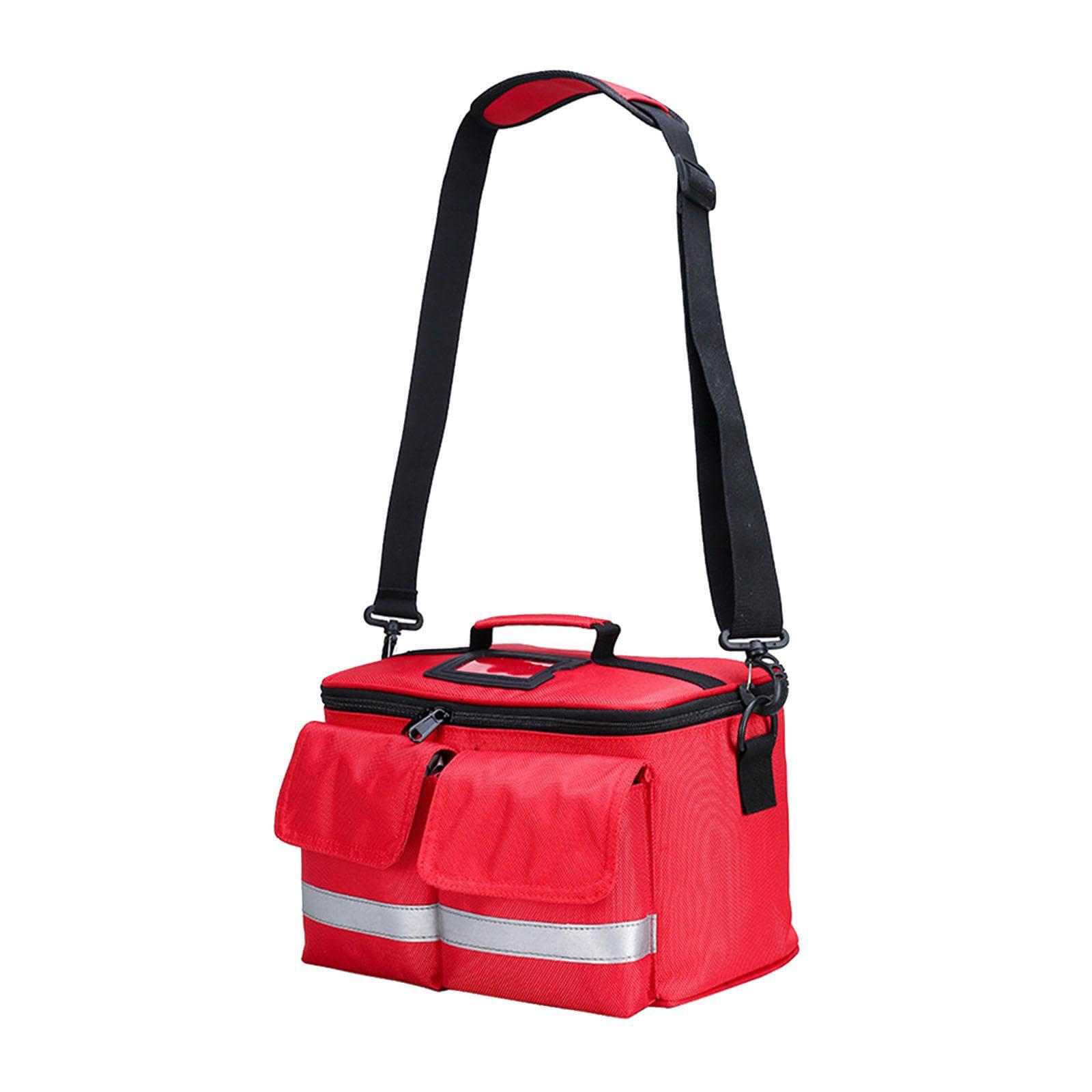 Bolsa de botiquín de primeros auxilios, bolsa almacenamiento vacía, primeros auxilios para senderismo, oficina, viajes, azul oscuro, rojo, 32x19x18cm