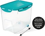 Starfrit LocknLock Plastic Pantry Organizer with wheels, 237OZ/7L, 4-Sided Locking Flip-Top Lids, Airtight, Dishwasher Safe, Clear, BPA free