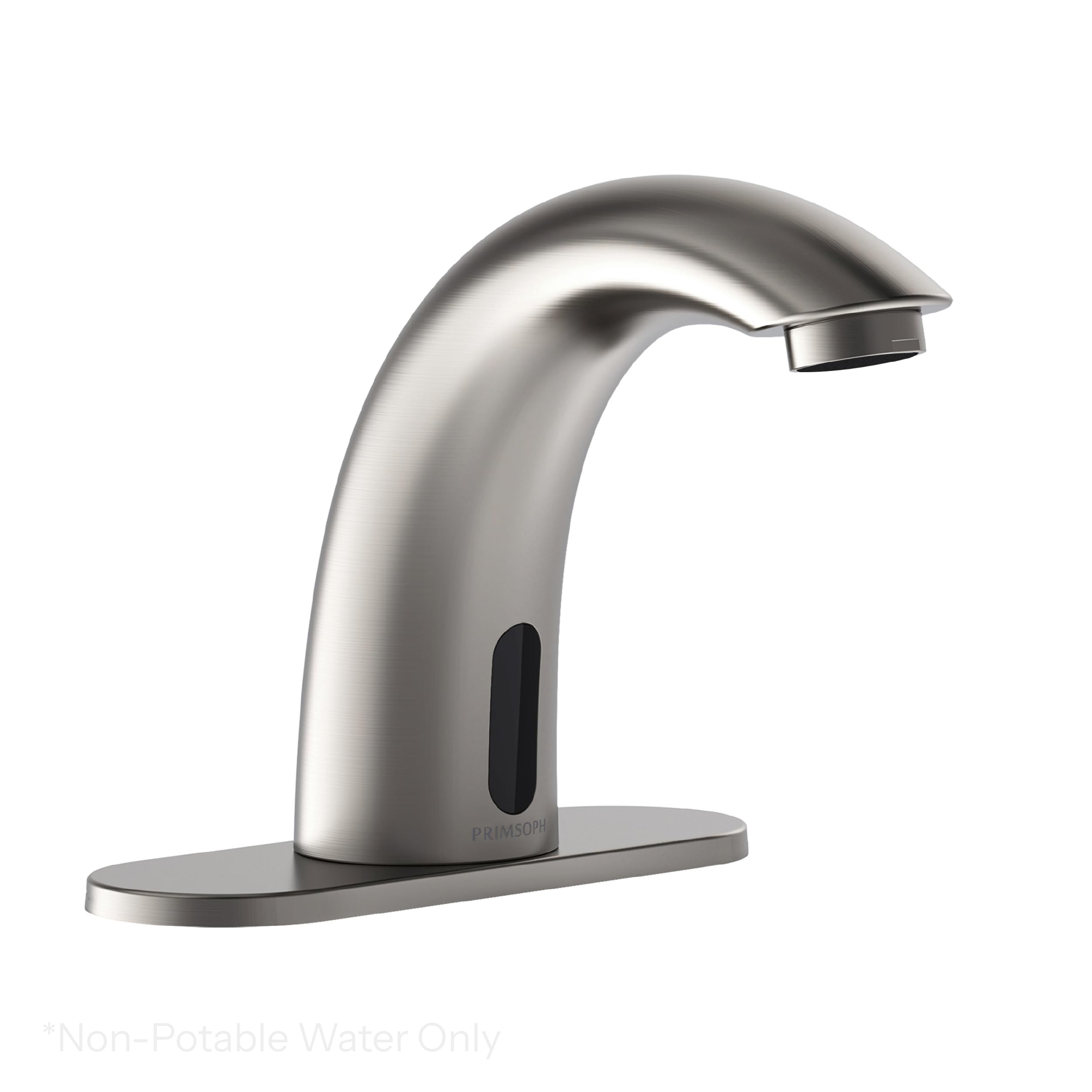 PRIMSOPH Sensor de movimiento automático, manos libres, electrónico, infrarrojo, inteligente, comercial, sin contacto, grifo para fregadero de baño, con placa de cubierta, mezclador de temperatura
