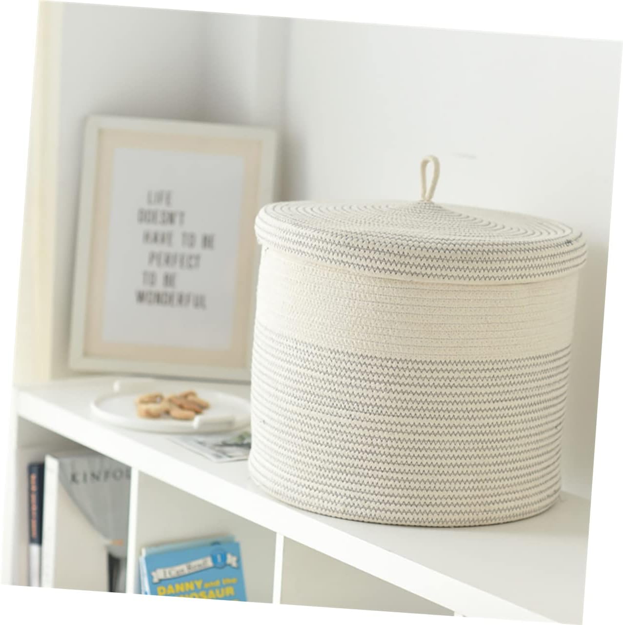 Healifty Foldable Laundry Basket with Lid Large Capacity Folding Storage Basket for Clothes Home Organizer Cotton Rope Woven Hamper for Bedroom Living