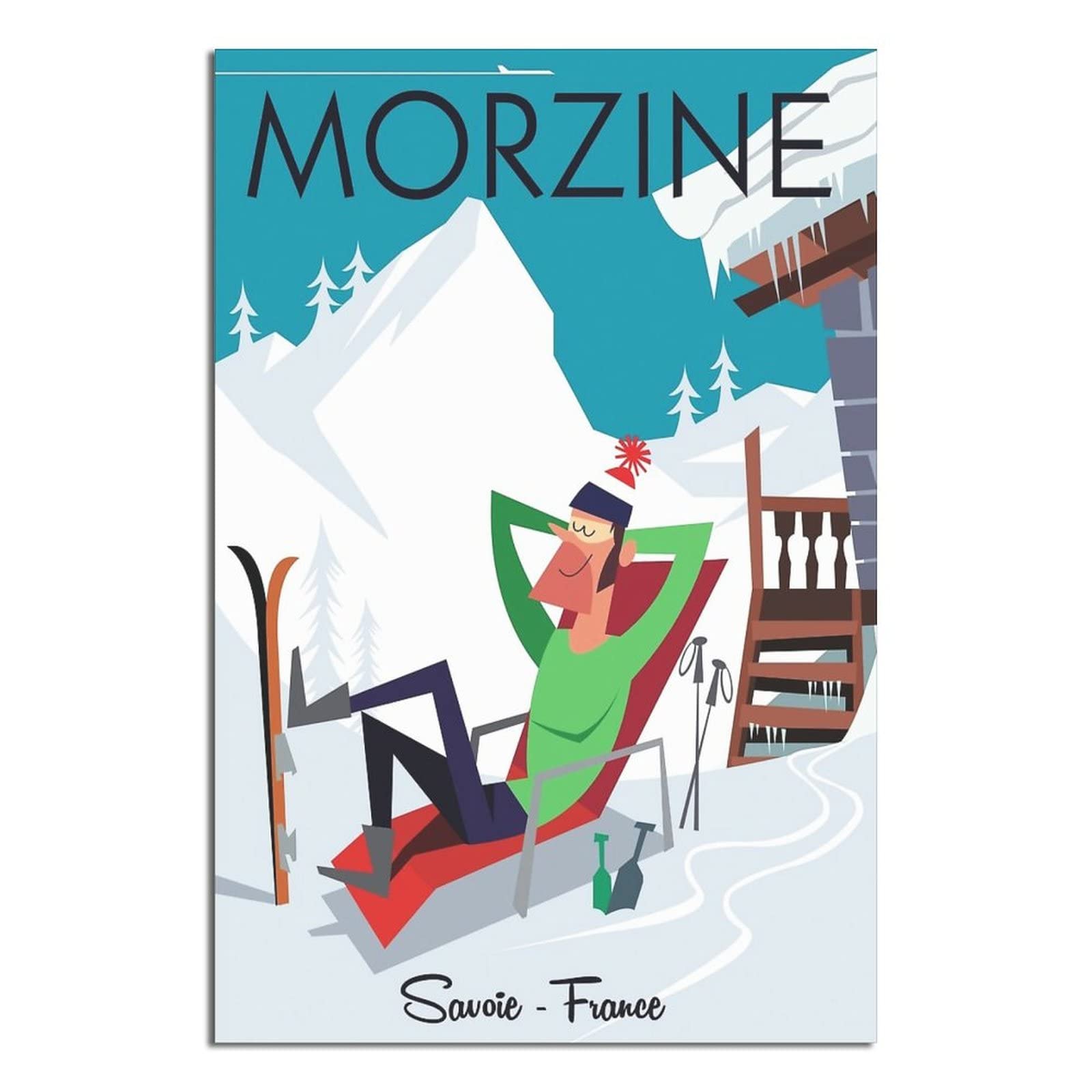 NMNM Morzine Savoie France Ski Vintage Travel Poster Canvas Art Wall Decor Poster Picture Print Painting Posters Gift 12x18inchs(30x45cm)