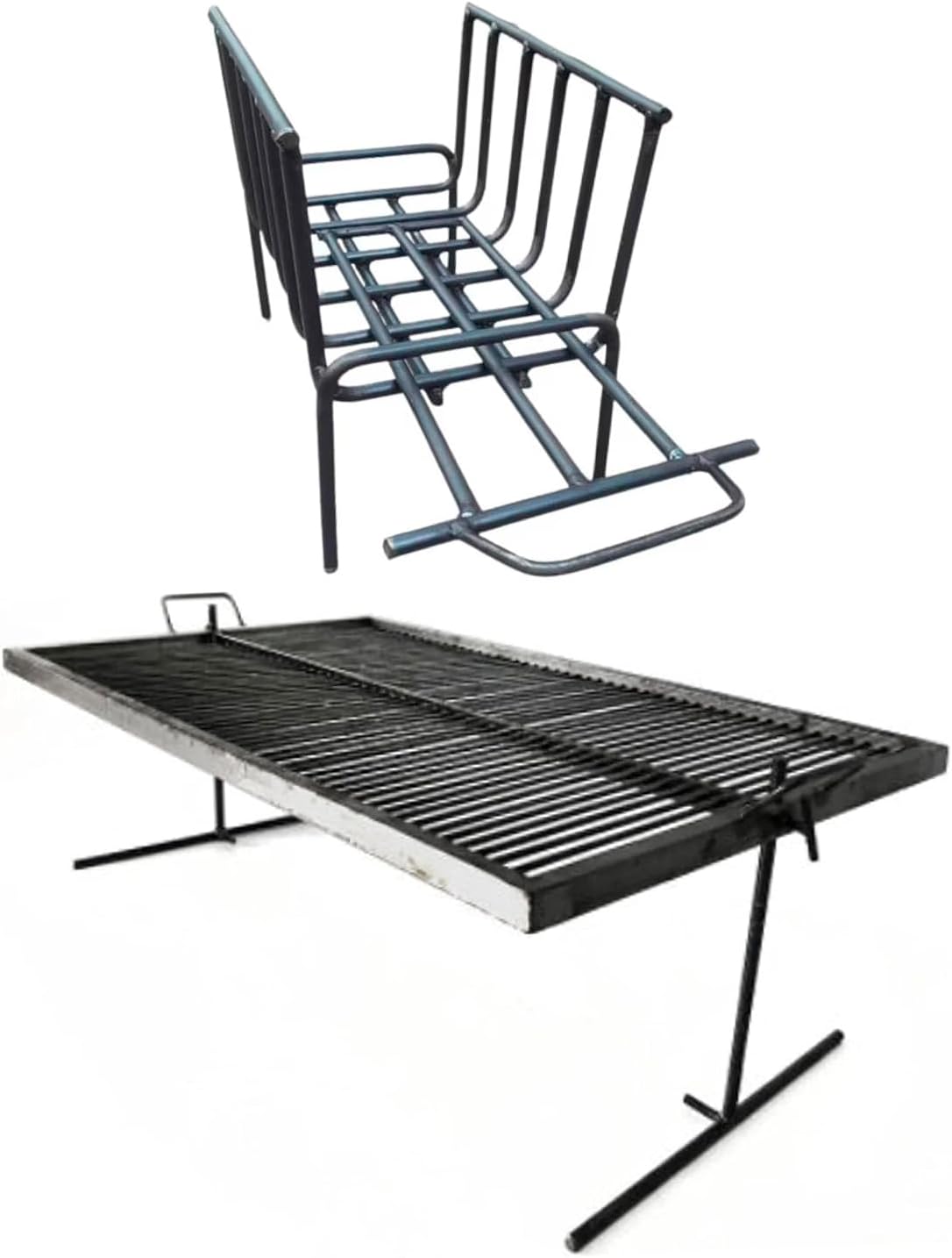 Argentine Grill - Iron BBQ Parrilla Asado with Floating Rods - Charcoal Fuelled - 24 x 16 Inches