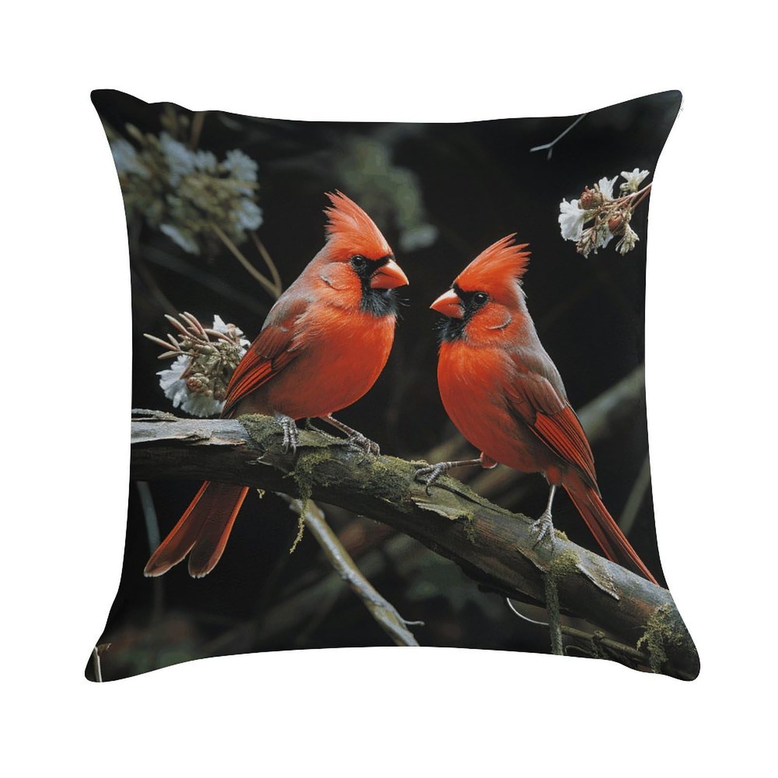 VstaDank Cardinals Birds Fauna Wild Throw Pillow Cover Square Lumbar Throw Pillow Case Soft Decorative Cushion Cases Short Plush Pillowcase with Zipper Luxury Cozy Pillows Shams for All Seasons