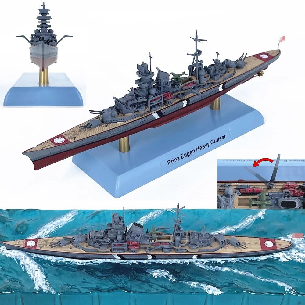 1:1000 Deutscher Schwerer Kreuzer Prinz Eugen, Simulations-Kriegsschiffmodell, klebstofffreie Farbtrennung, fertige Ornamente, militärische Hobby-Sammlungsgeschenke