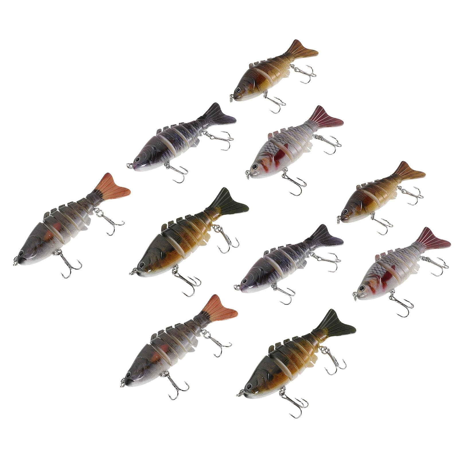 Leurres de Pêche Artificiels Segmentés 10cm Lot de 10