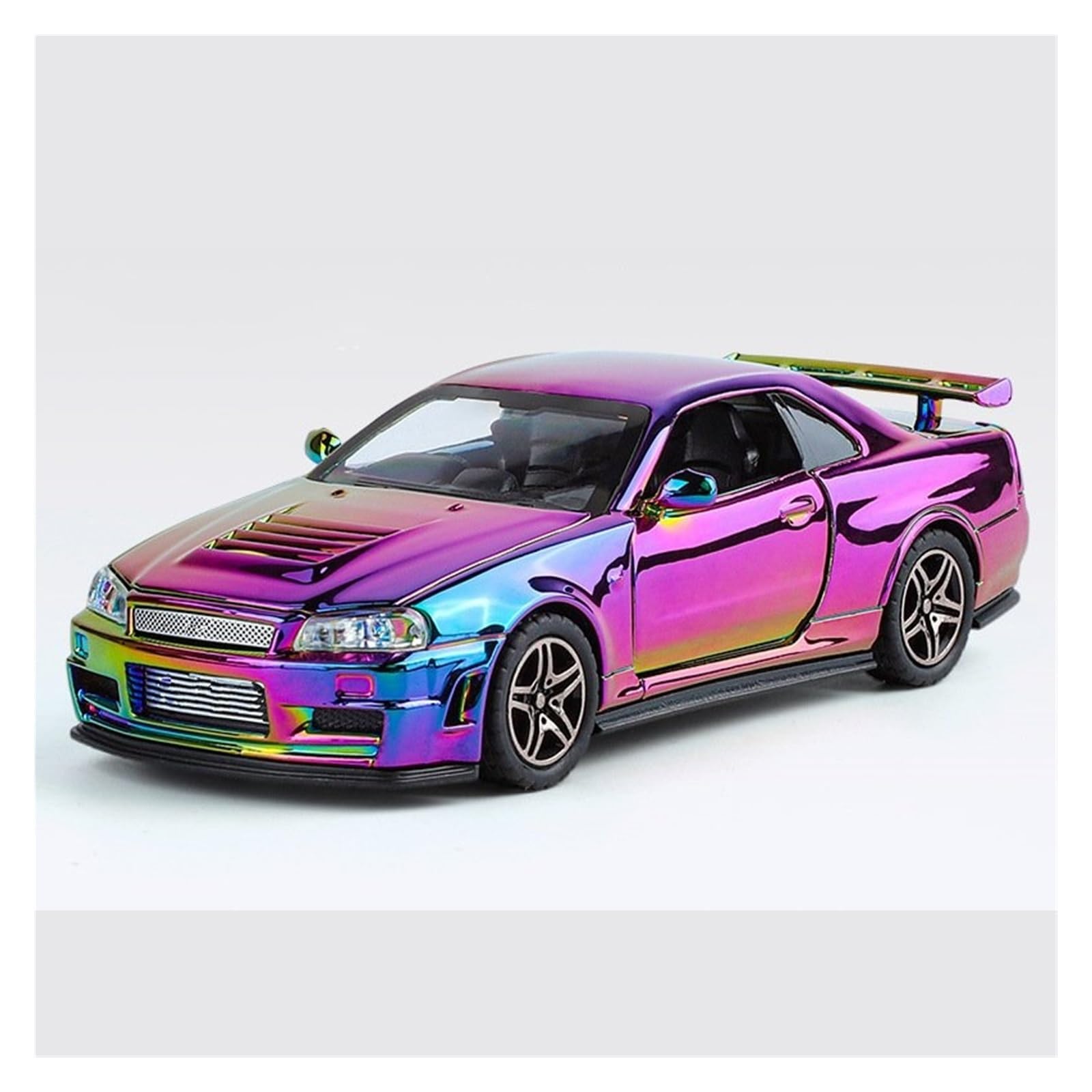 MOCALUX Scale Die-Cast Model Car 1:32 For Skyline For GTR R34 Alloy Metal Diecast Car Model Display Ornaments(PURPLE)