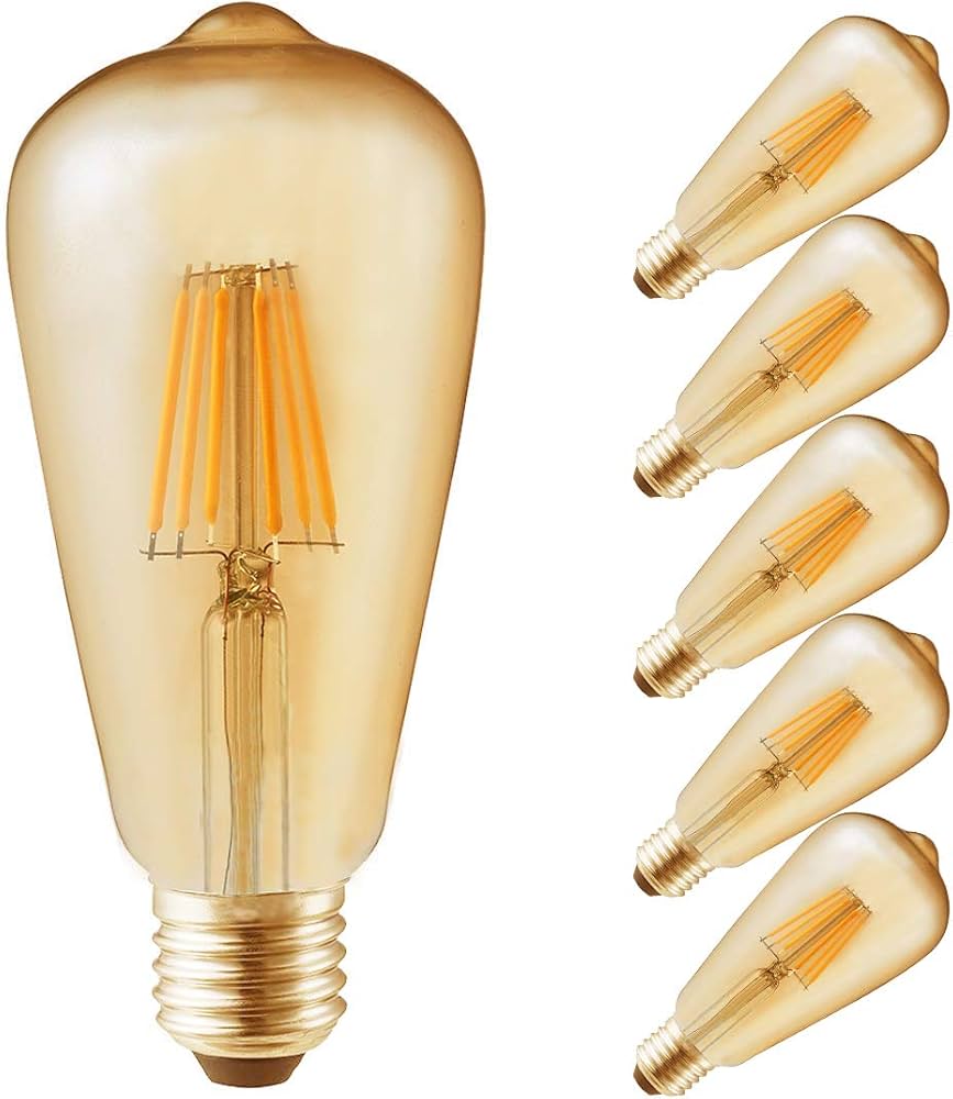 Amazon | ST64 フィラメント LED電球 エジソンランプ E26口金 (6W) 60W