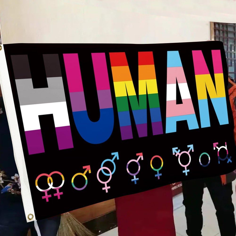 Zghhc Tęczowa flaga Gay-Pride, 90 x 150 cm, LGBTQ Gay Pride, tęczowa flaga Pride, flaga postępu, flaga lesbijek-gejów transpłciowych