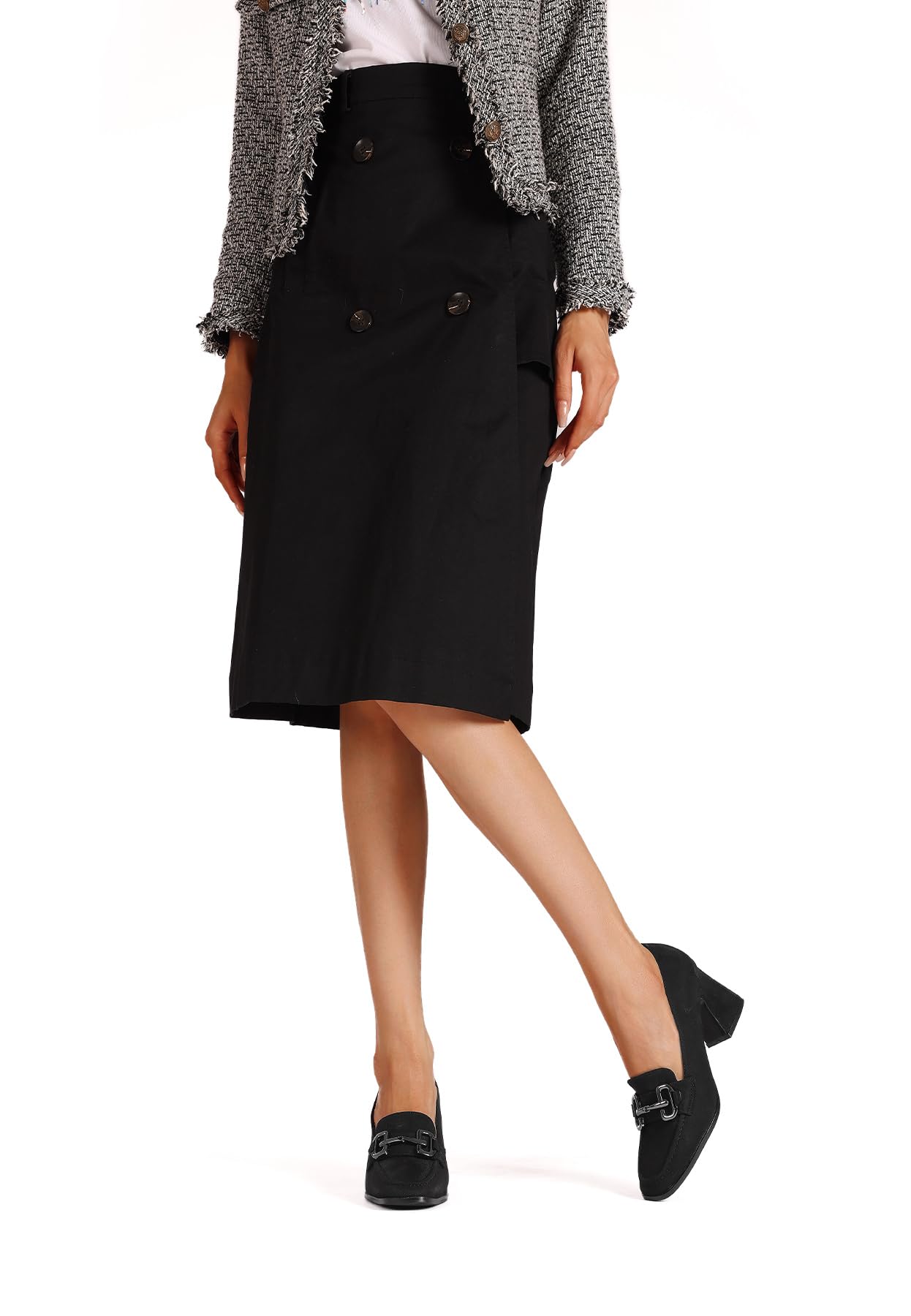 QUEEN HELENA Mocassini con Tacco Medio Francesine Casual Eleganti Donna ZM9818