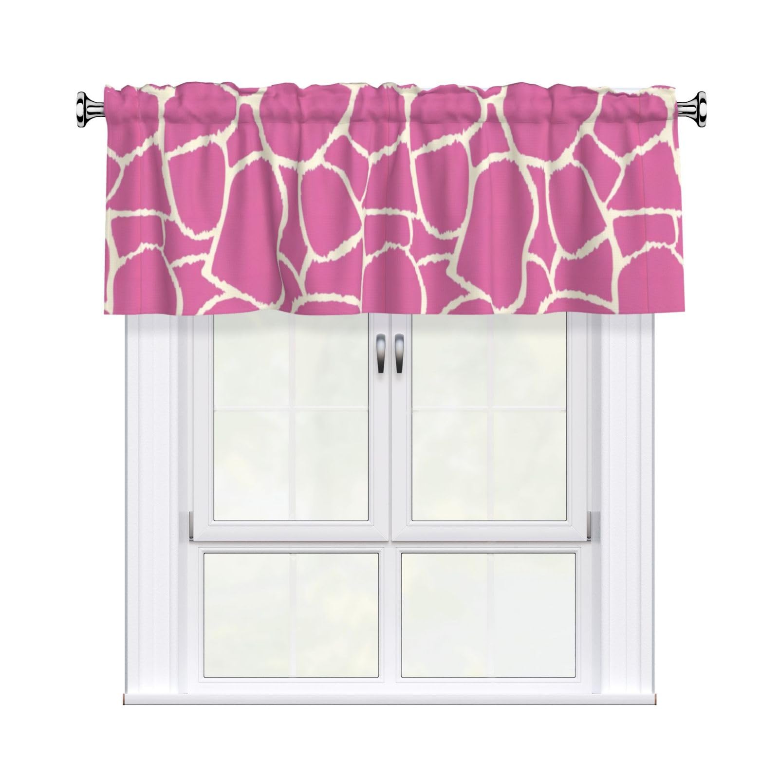 YYHHAOFA Pink Giraffe Texture Prints Durable Kitchen Window Layer – 54x18 Inch 100% Polyester Valance with Precision Construction