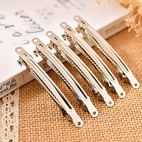 Egurs Pasadores de metal para el pelo, 100 unidades, plateados, franceses, manualidades, lazos, accesorios para el cabello, 5,8 cm