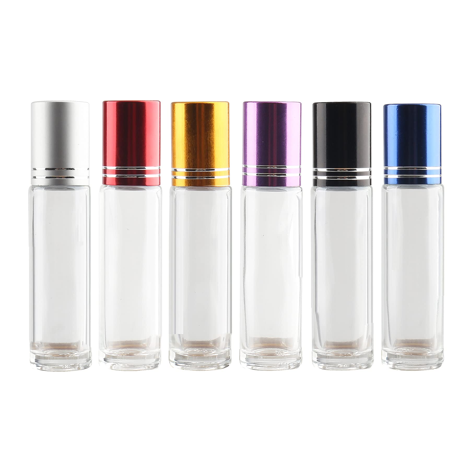 24 Stück Leere 10ml Transparent Glas Roller Flaschen mit Gold Alu Schraubverschluss, Roll-On Glasflaschen mit Glasroller für Ätherische Öle Essential Oil mit Trichter Öffner