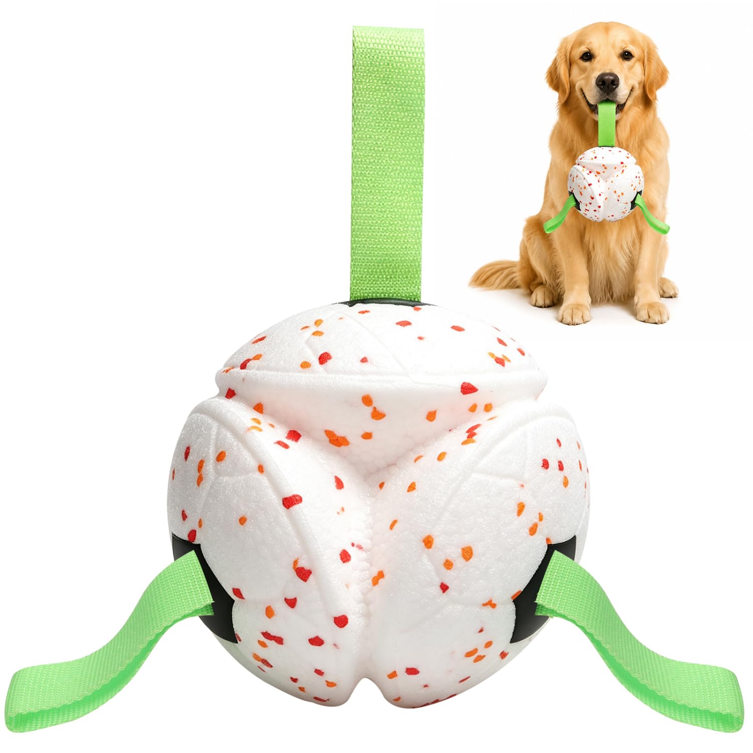 Nobleza Pallina per Cani 15 cm E-TPU, Palla Cani Interattivo con Corde | Giocattolo Palla per Cane antimorso galleggia rimbalza per Cani di Piccola Media e grande Taglia, tira e molla in acqua