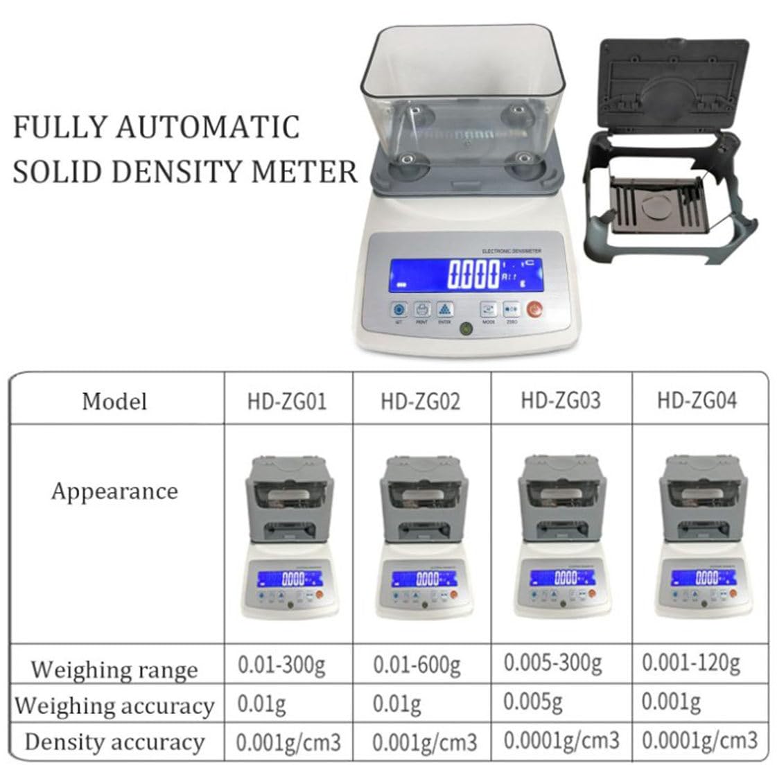 Densimetro Elettronico Per Solidi Misuratore Di Densità Dei Solidi Ad Alta Precisione Densitometro Digitale Solidi Gomma Plastica Granuli Rilevamento Strumento Di Misurazione,Zg04