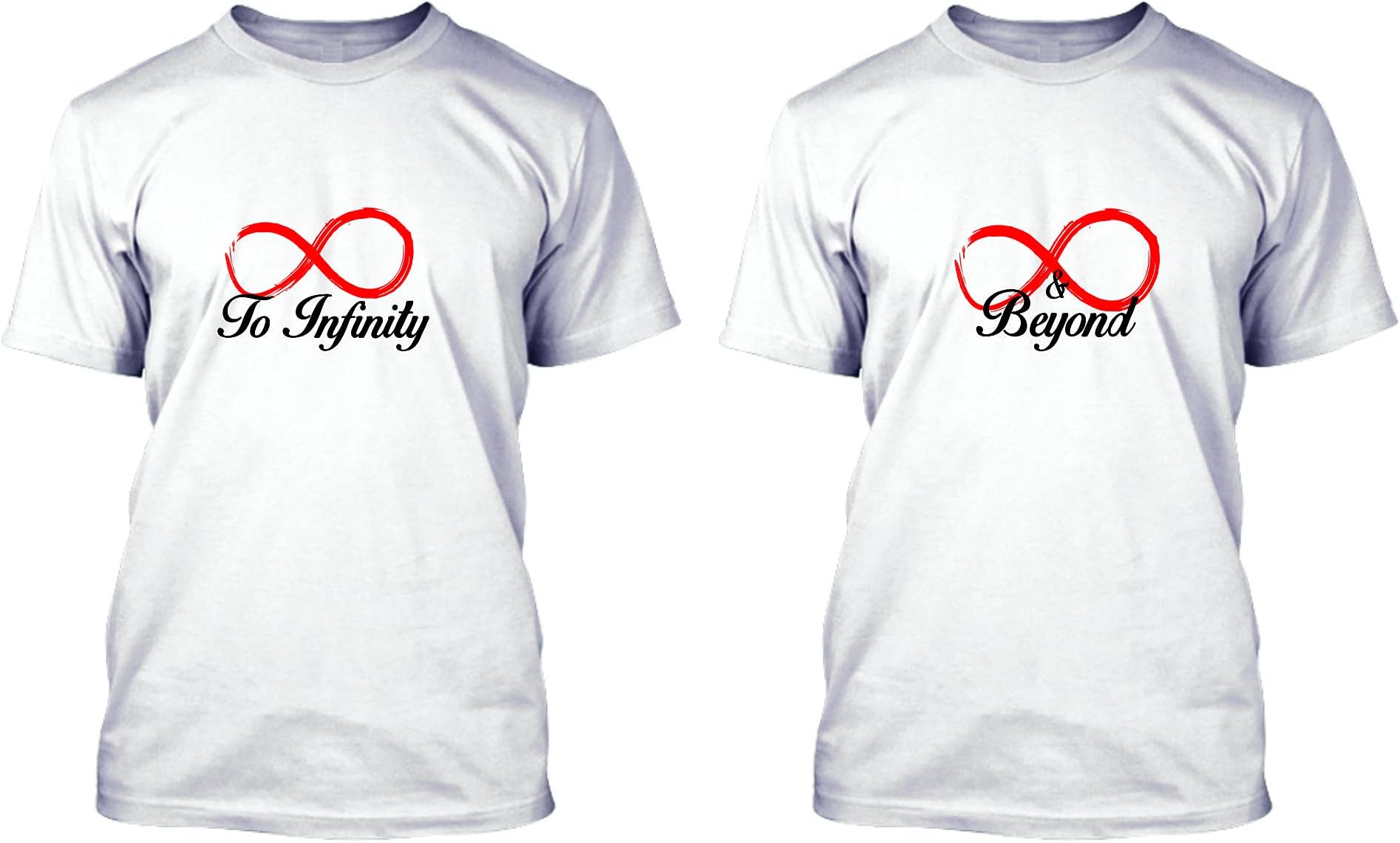 Tshirt FactoryLatest Romantic Couple t-Shirt Love Expressing, to Infinity, & Beyond Printed, Husband Wife, Girlfriend Boyfriend for Valentine's Day | Unisex t-Shirt