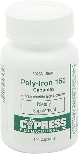 Miniatura 7 de Cypress Pharmaceutical # 185-01 - Cápsulas de polihierro de 150 mg (100 cápsulas por botella)