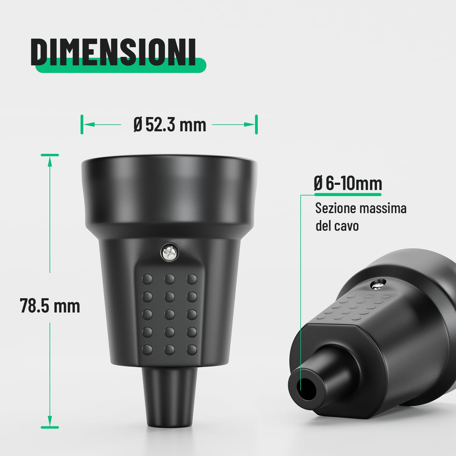 greate Spina di contatto di messa a terra, accoppiamento - Spina di contatto di messa a terra in gomma - Accoppiamento con protezione antipiega, 2 poli, 250V, 16A, 3,7kW, IP44
