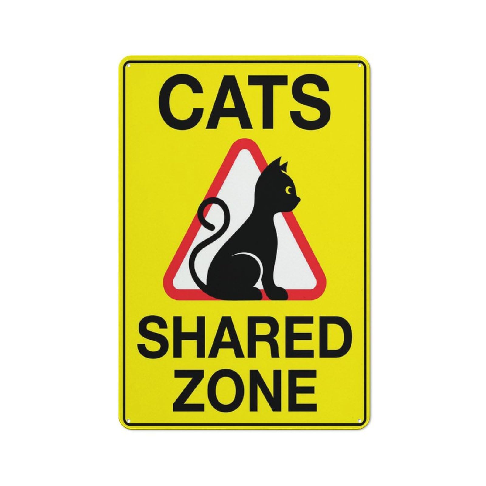 Cats Shared Zone Sign, 8x12 Inch Rust-Free Aluminum with UV-Ink Printing, Durable & Weatherproof Outdoor Sign for Home