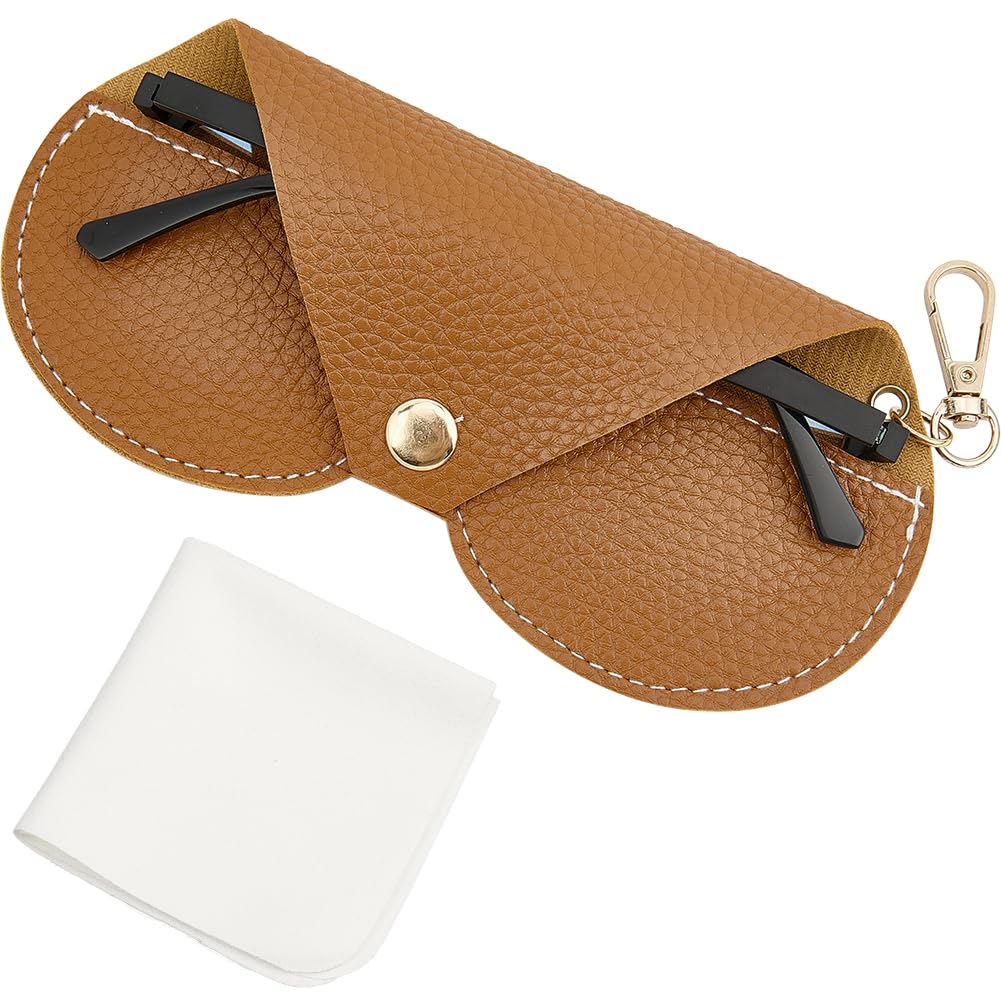 CREATCABIN 2 Custodie Occhiali In Pelle PU Morbida Con Panno Pulente - Stile Boho Floreale 18x9cm