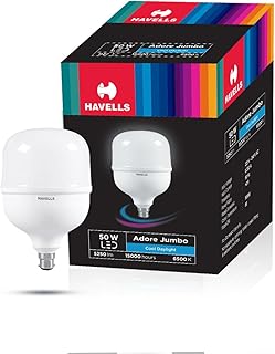 Havells 50W high wattage Bulb High CRI & High Efficiency Energy Efficient Mercury-Free 4KV Surge Protection 100 Lumens Per Watt Cool Day Light (6500K) b22d