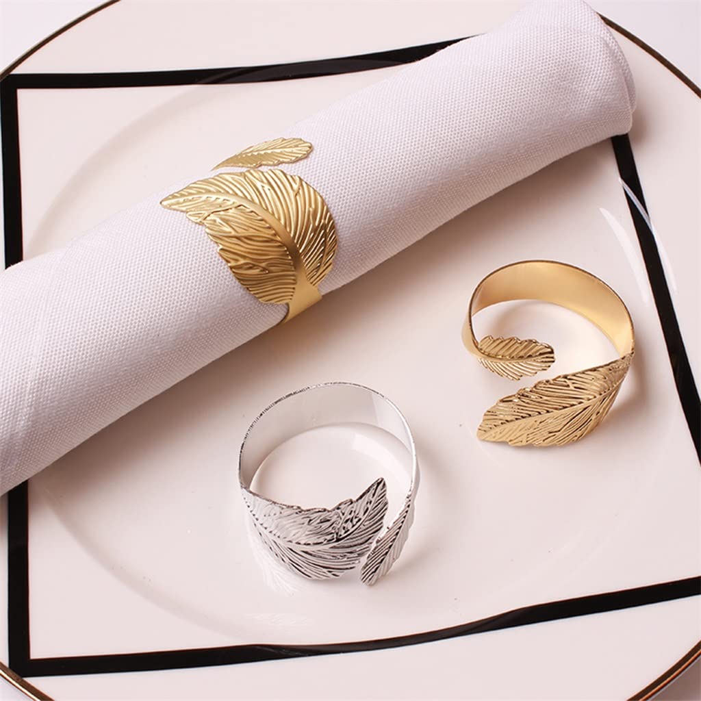 6 uds. De servilletero de Hoja, Soporte de Hebilla, decoración de Mesa de Vacaciones para Fiesta de Boda (como se Muestra en la Imagen)