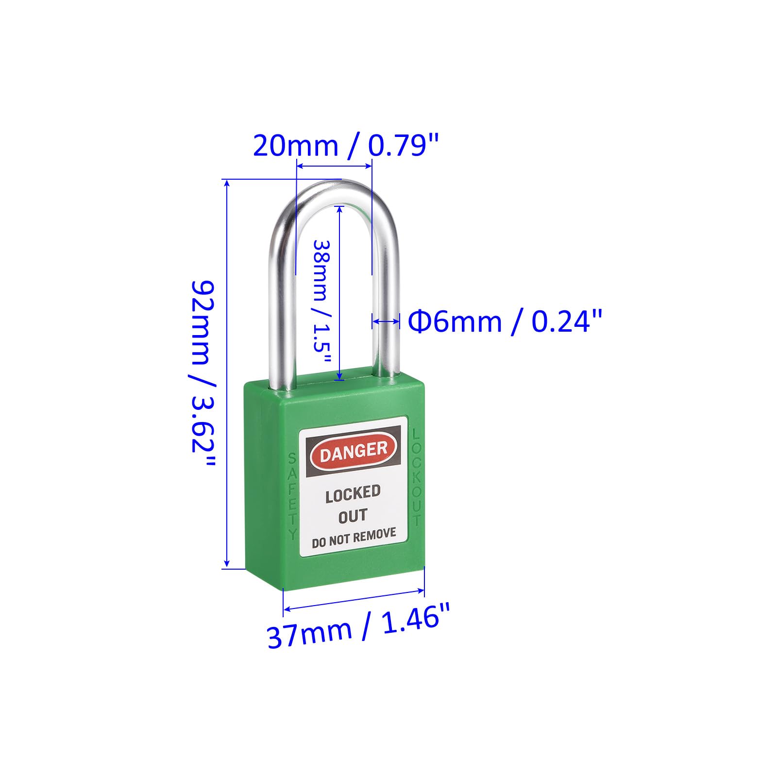 M METERXITY Lockout Tagout Locks - Keyed Different Safety Padlocks, Lightweight and Compact, Apply to Lock Out Tag Out, (38mm, Green) - Image 3
