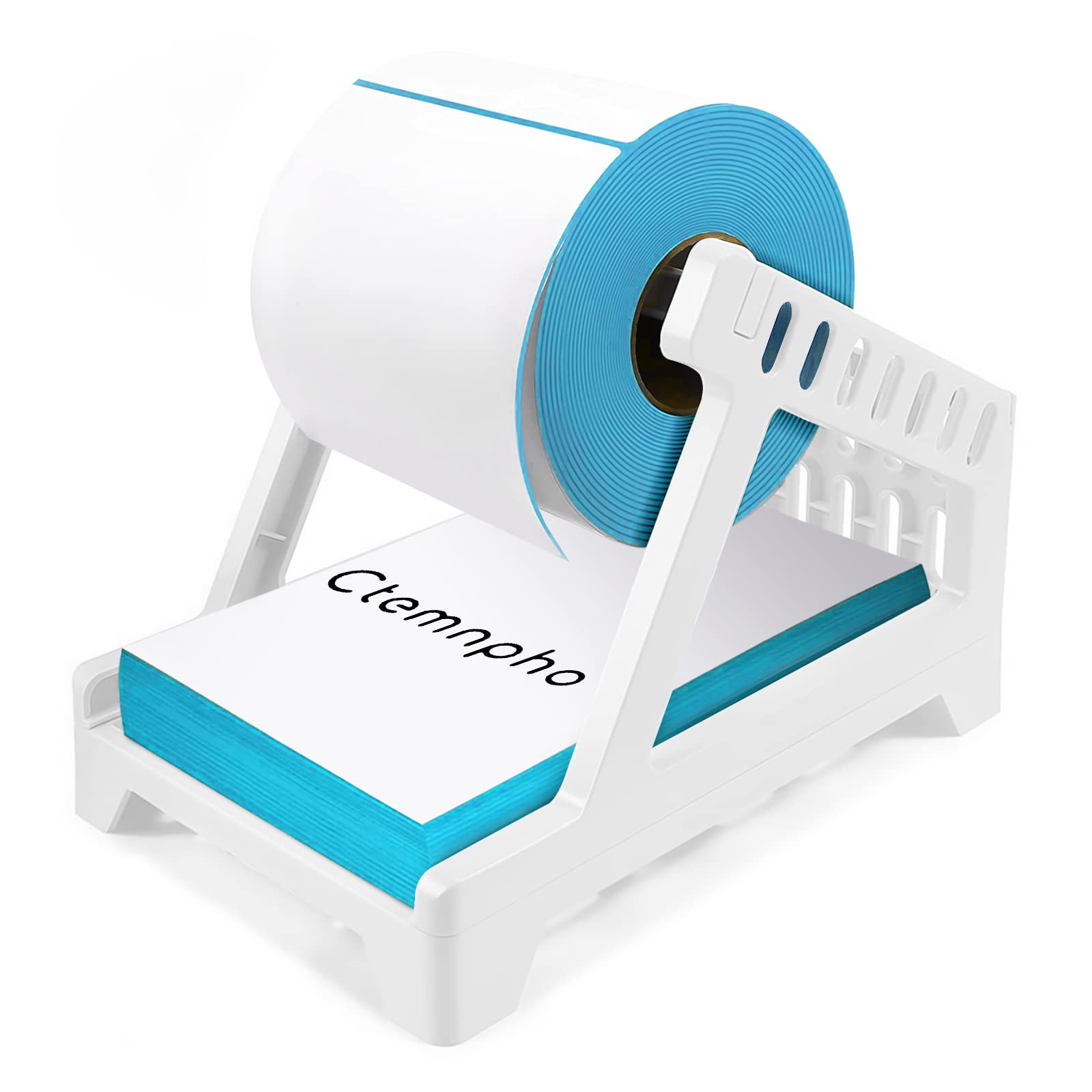 Ctemnpho Large Label Holder for Rolls & Fan-Fold Label Basket Stand for Desktop Printer (White, Large)