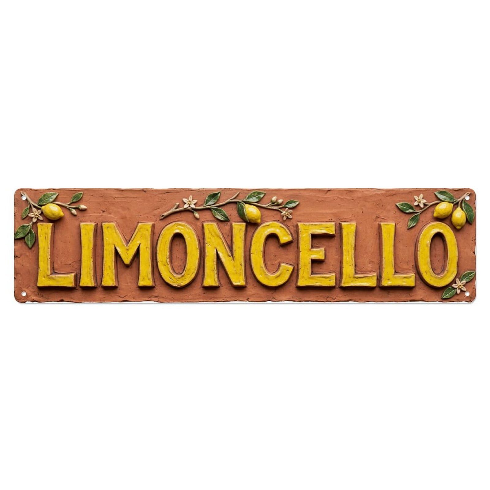 Limoncello Mediterranean Clay Bar Metal Tin Skinny Sign Plaque Wall Decor for Cafe, Club Bar, Office, Home Garden Metal Poster 4x16Inch