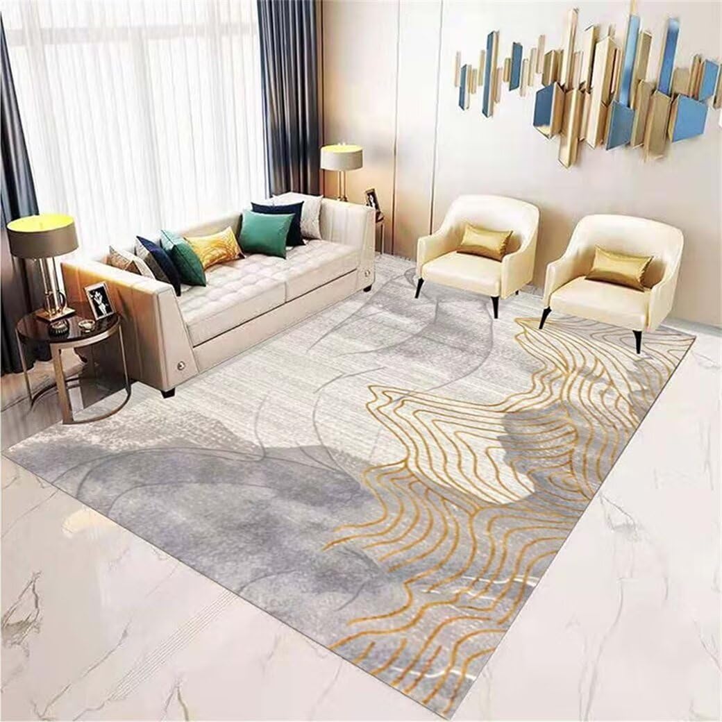 Grand tapis de chambre 120x170cm avec motif rayé abstrait moderne