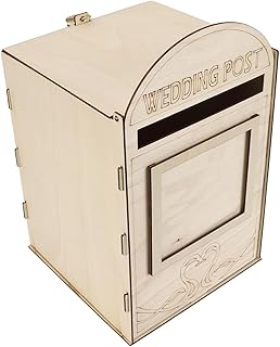 Zerodis Handmade Wooden Wedding Mailbox Post Box with Lock, Retro Wood Card Box for Wedding Reception Decorations, Great for Weddings and Parties (JM01618)