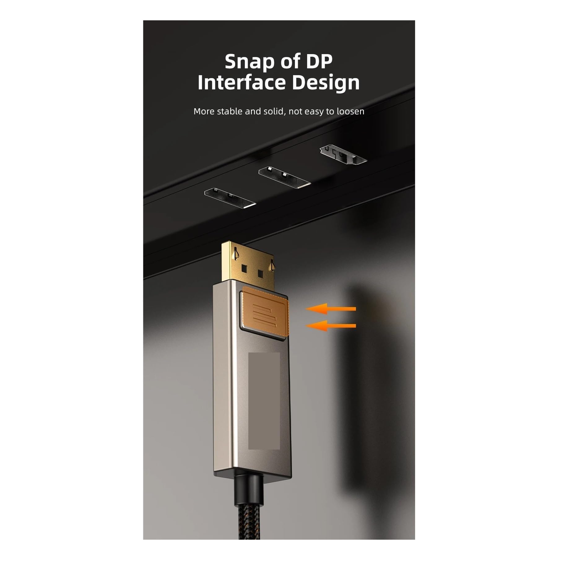 Cable DisplayPort 1.4 A HDMI 2.1 Con Carcasa De Aleación De Zinc, Cable De Vídeo HDR 8K@60Hz 4K@120Hz For Escritorio, Monitor, HDTV(3m)