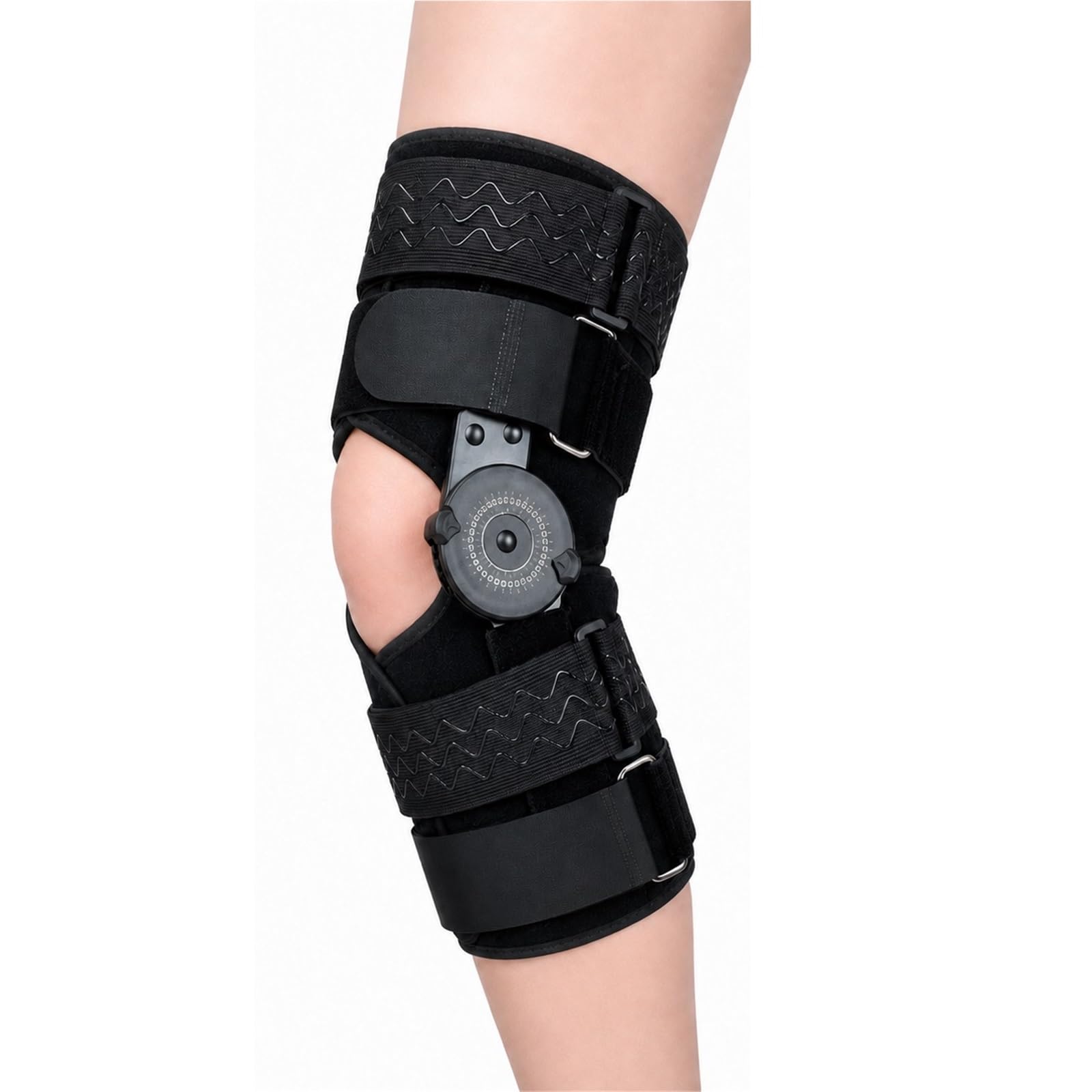 Tutore Ginocchio Articolato Regolabile con Stabilizzatori Laterali per Post Operatorio Recupero Menisco ACL PCL Legamenti Artrosi Immobilizzatore Ortopedico Donna Uomo(L)