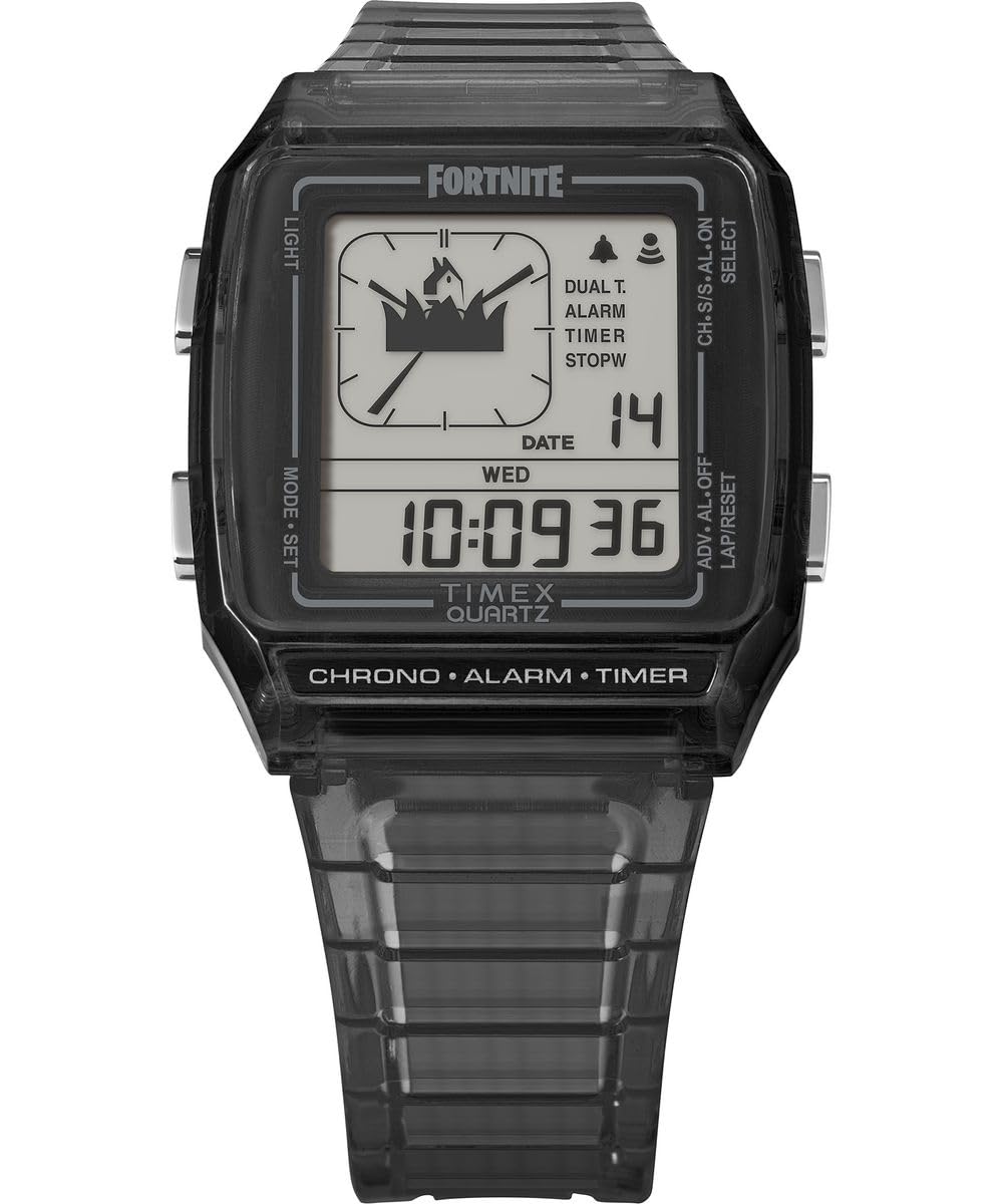 Timex Męski cyfrowy zegarek kwarcowy z plastikowym paskiem TW2W96500, Czarny, pasek