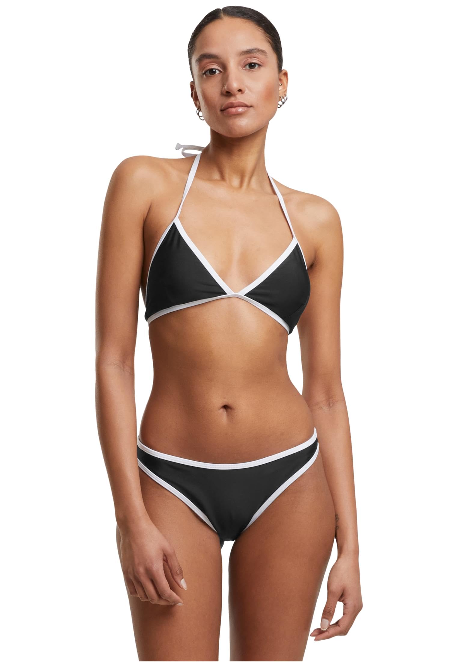 Urban Classics Ladies Retro Triangle Bikini Frauen Bikini-Set schwarz/weiß Basics