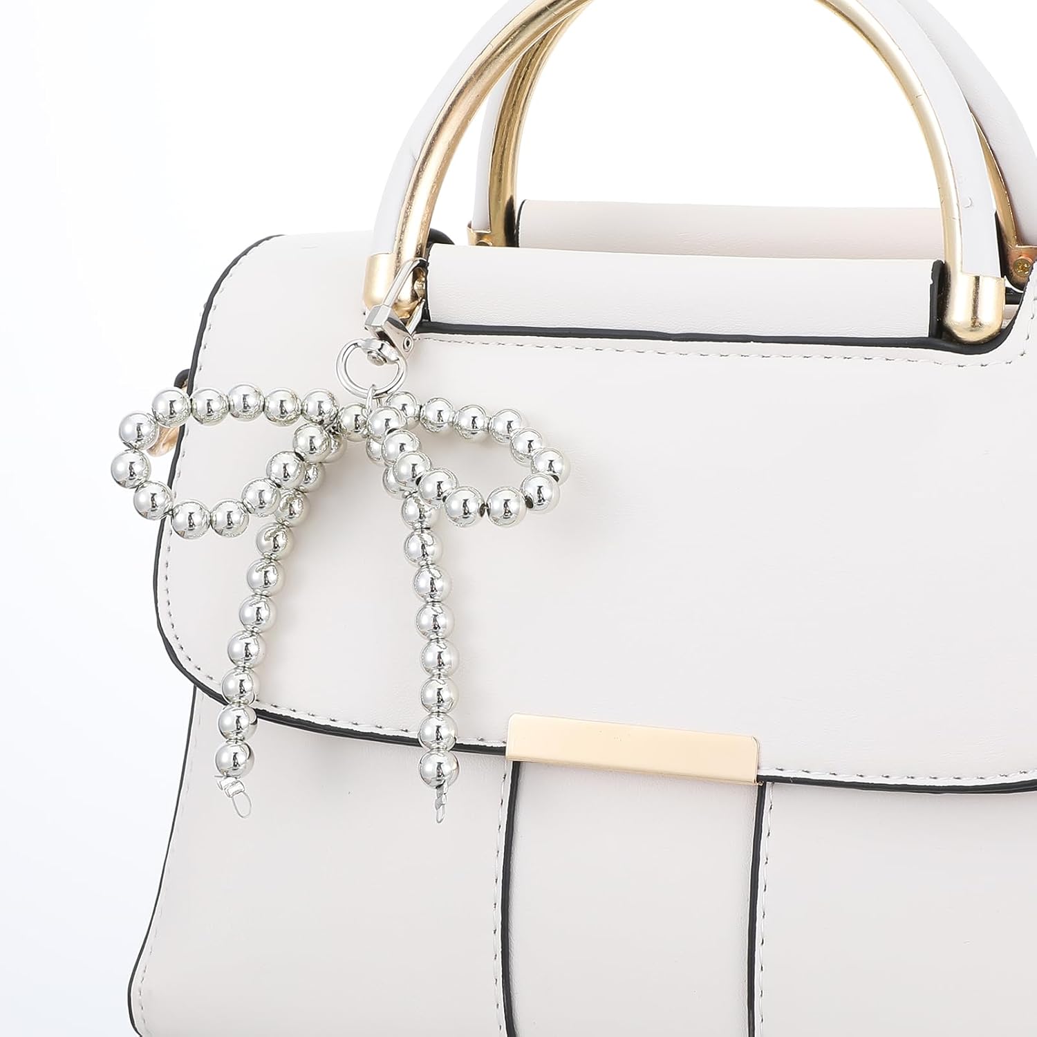 Silver Heart Pearl Bow Keychain Y2k Bowknot Keyring Sweet Bag Car Keys Charms Pearl Bowknot Keyring Decorative Accessories for Women - Image 4