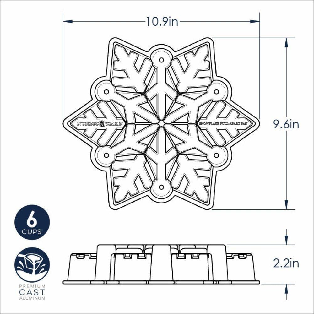 Nordic Ware -Moule à gâteau, moule à pâtisserie - Moule à gâteau Cristaux de neige Silver - Revêtement antiadhésif - Fonte d'aluminium