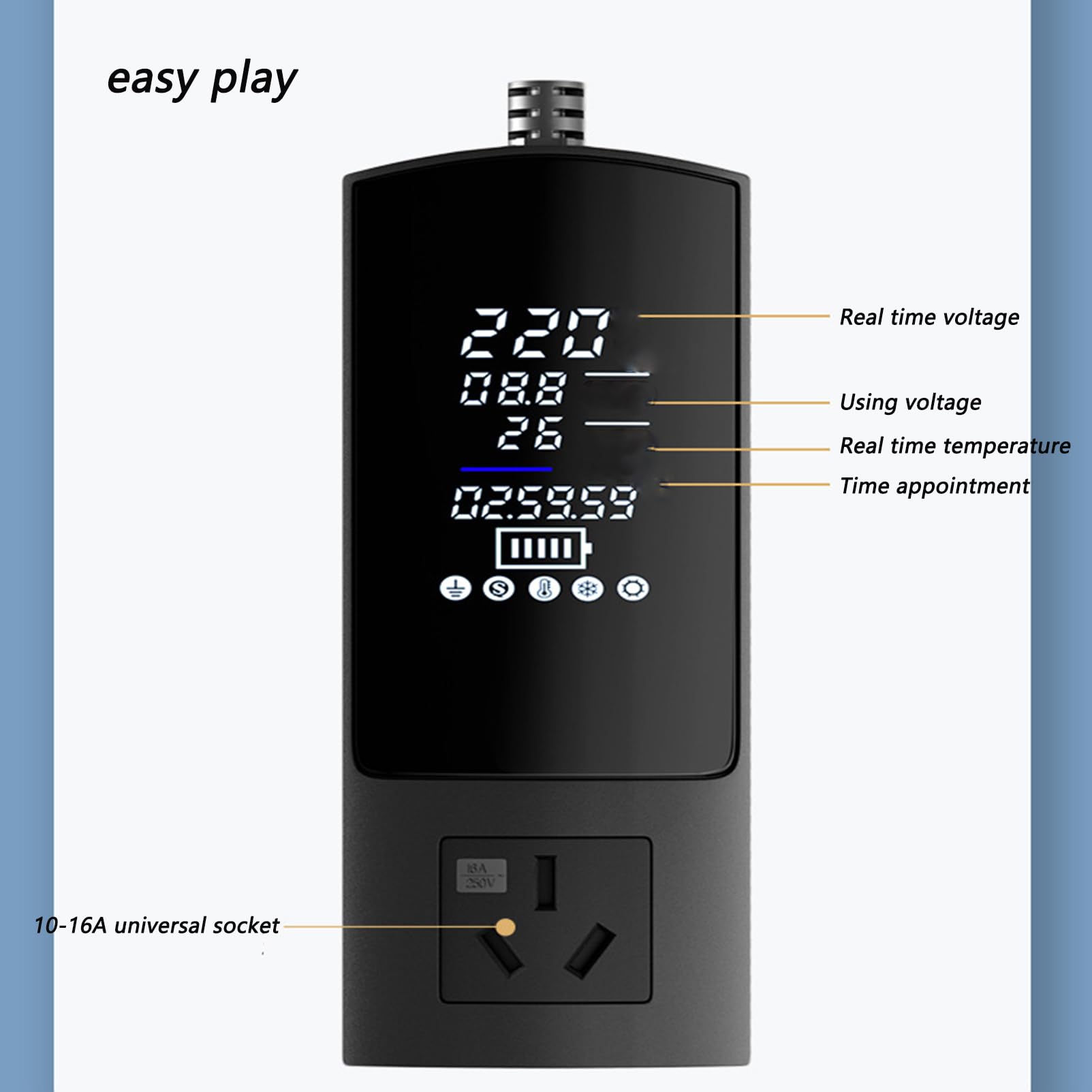 Cargador Coche Electrico Energía Protector Adaptadores Pantalla Digital Controlable contra Sobrecargas Carga Completa y Corte Automático de Energía 220V