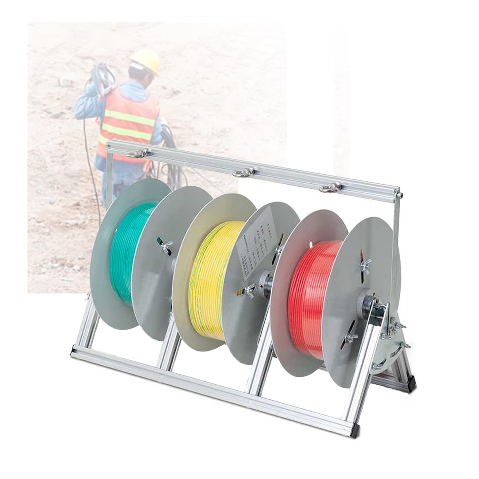 Soporte portátil para carretes de cable de 50 cm y organizador de cuerdas flexibles