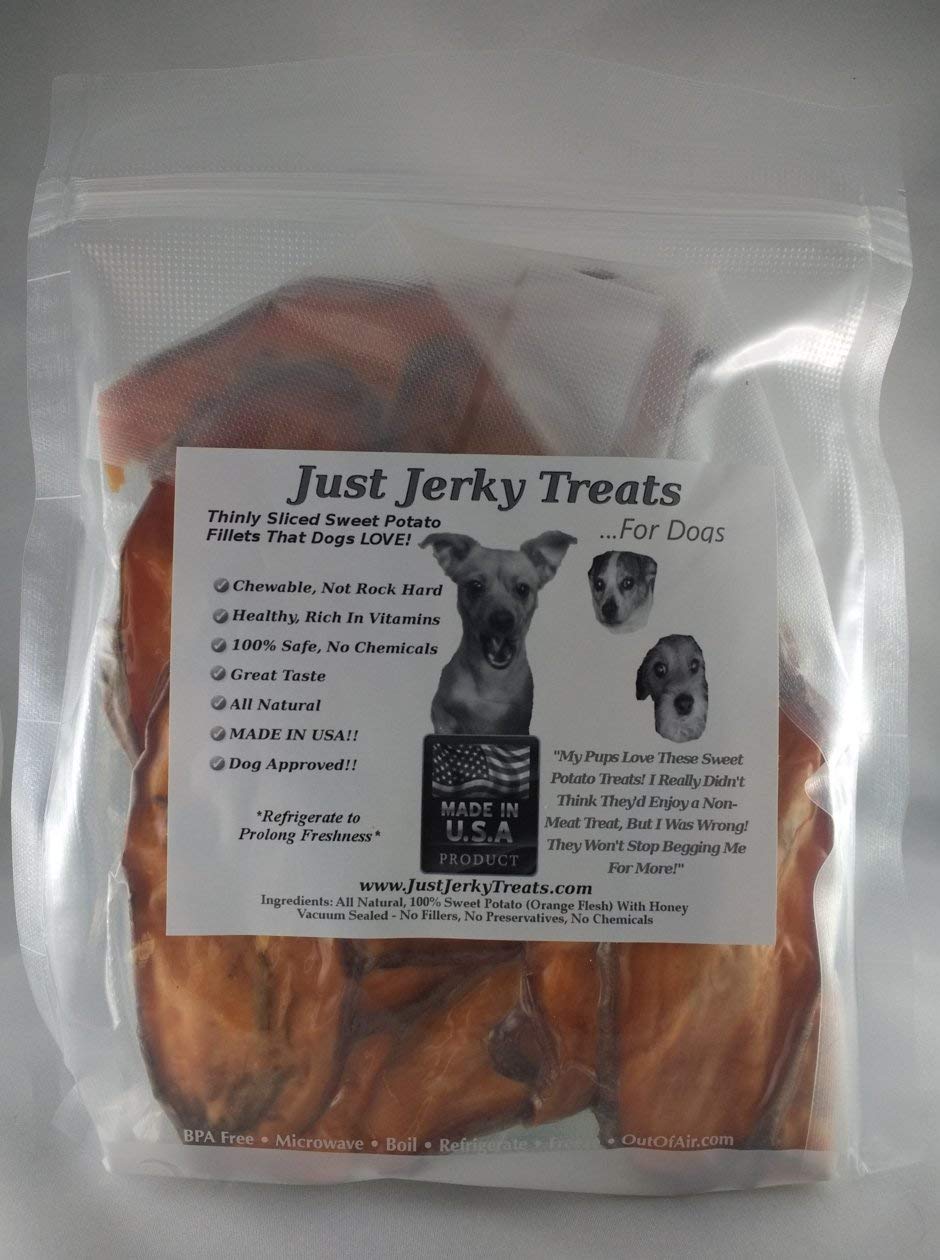 All Natural Sweet Potato Dog Treats - Real Sweet Potato. Made in USA. No Chemicals. Honey Coated.
