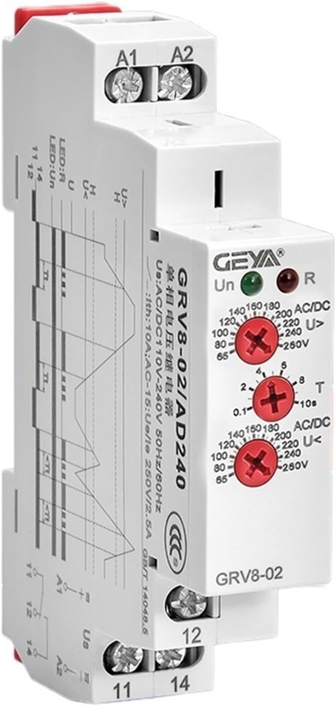 Single-Phase Voltage Relay Voltage Protection Monitoring 220V Over and Under Voltage Protection(GRV8-01/A220V)