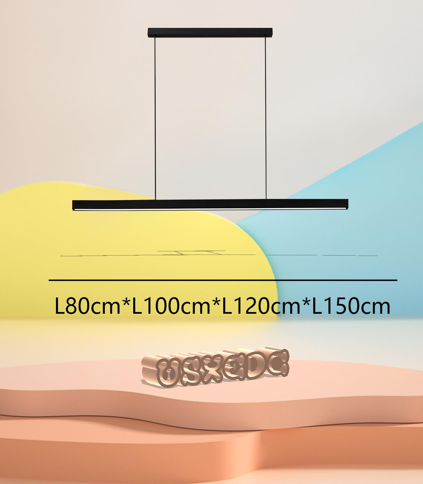 Lampada a sospensione a LED minimalista dimmerabile nera per tavolo da pranzo L120cm Lampada a sospensione a LED design lineare Lampada a sospensione da cucina Lampadario regolabile in altezza Sala da