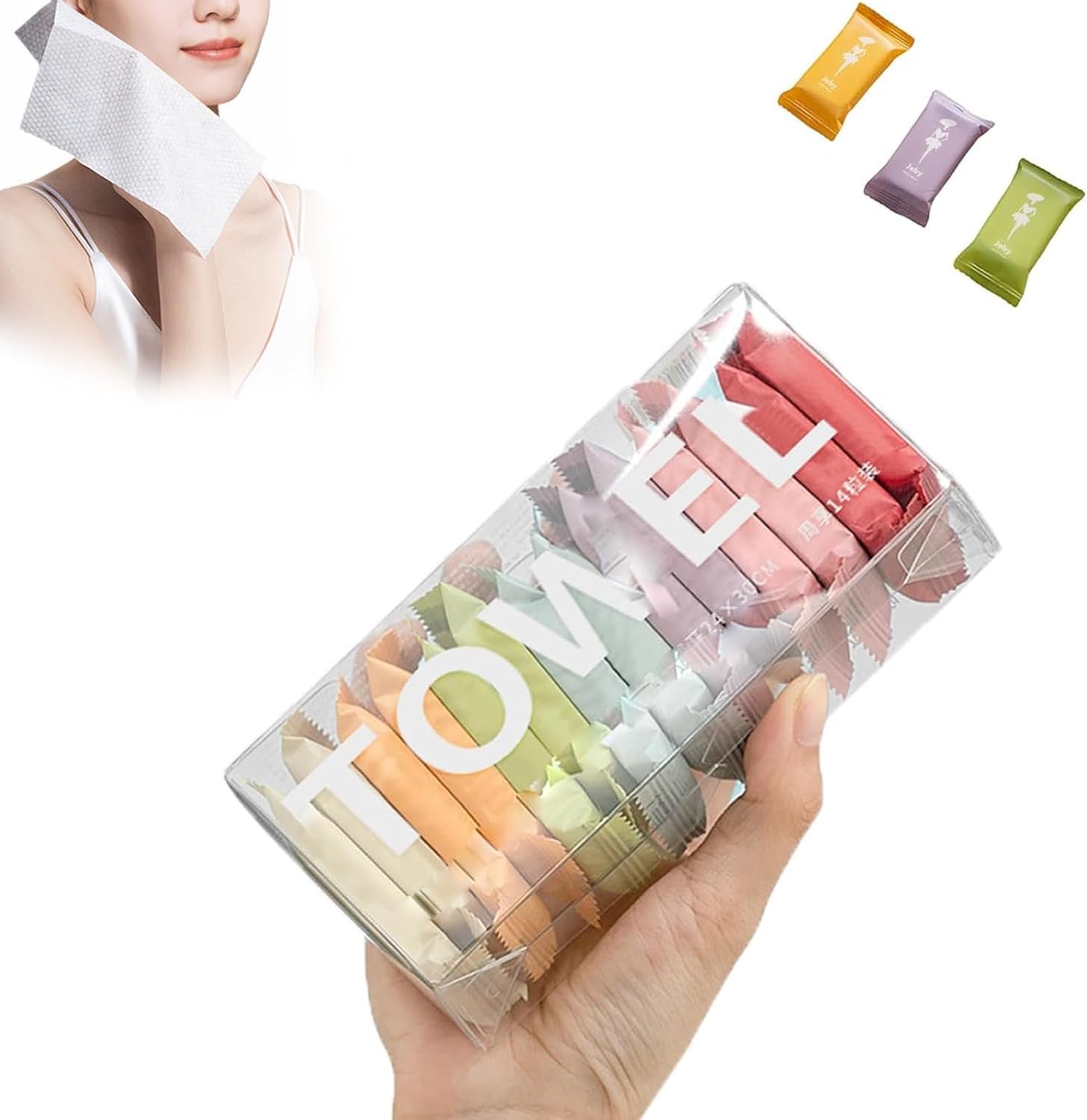 KASQUE Compressed Towels Tablets, Disposable Face Compressed Towels, 28 x 24 cm Soft Wipe Face Washcloths, Portable Coin Tissue Paper for Outdoor Travel Camping Hotel Beauty Salon, Pack of 14