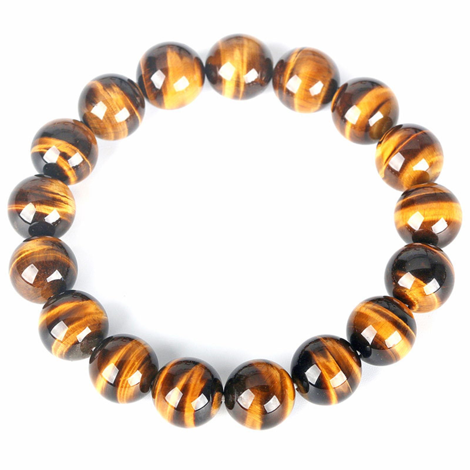 Feng Shui Schmuck, Gelbes Tigerauge-Kristallarmband der Güteklasse 7A, Chakra-Heilperlenarmband, Stretch-Armband aus natürlichen Edelsteinen für Damen und Herren,18mm