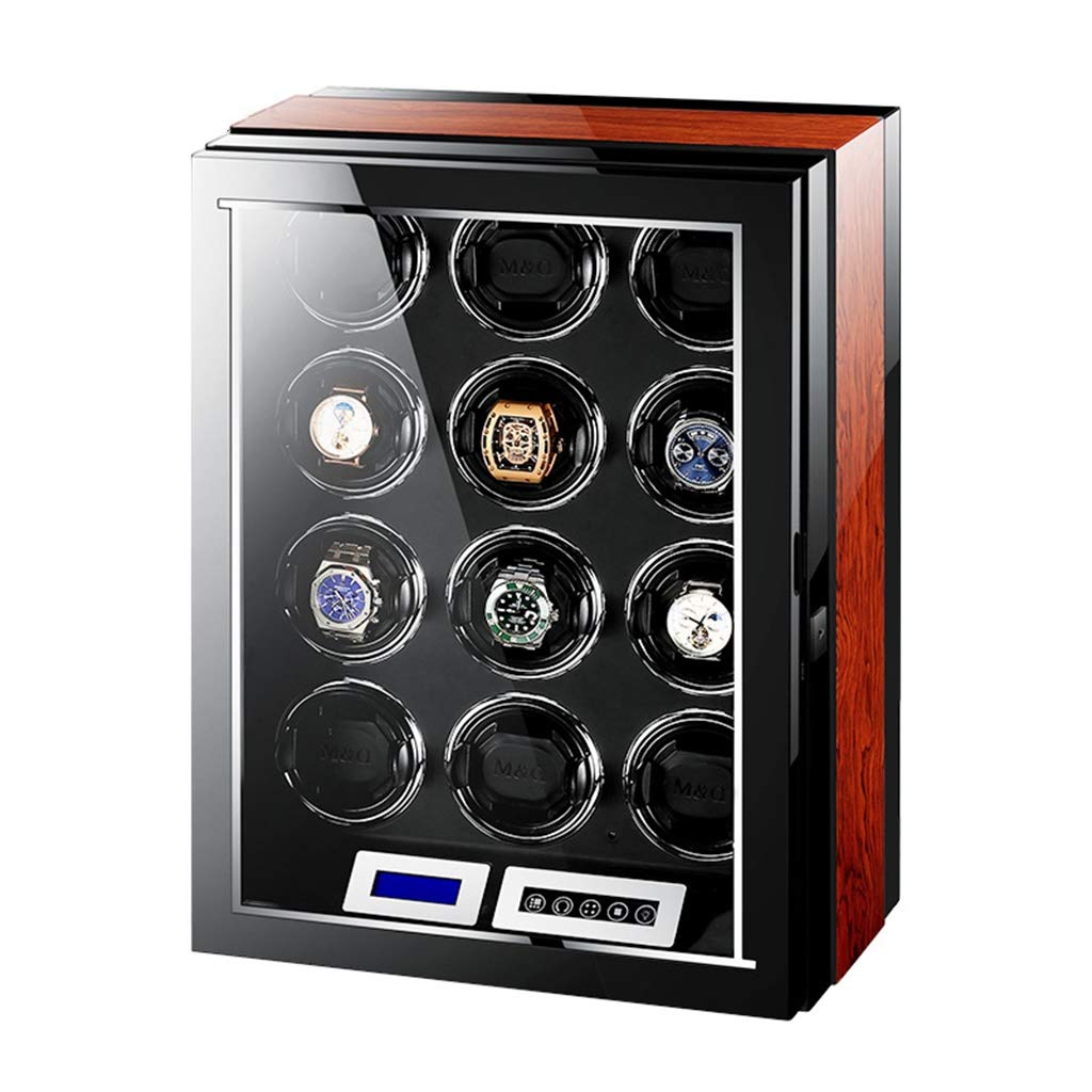 LXMQEF Avvolgitori per Orologi di Lusso Display Touch Screen LCD Automatico, con Telecomando Illuminazione a LED incorporata, 12 spazi di avvolgimento alimentati da Un Motore Estremamente Silenzioso