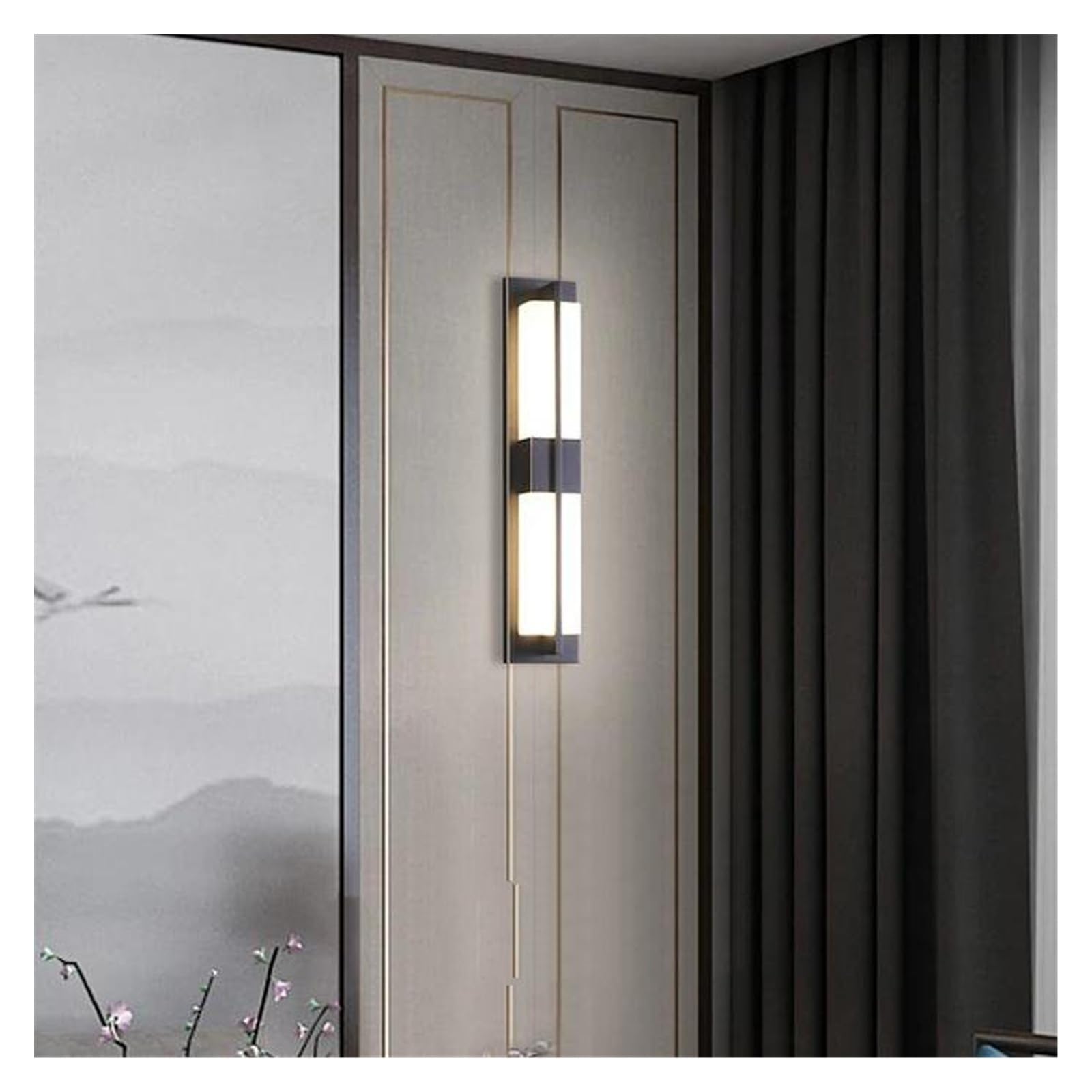 ZTCHSENZT Wall Sconces, Nordic Wall Lamp for Living Room Bedroom Background Decoration Light All Copper Bedside Marble Sconce,3 color-A Black 80CM