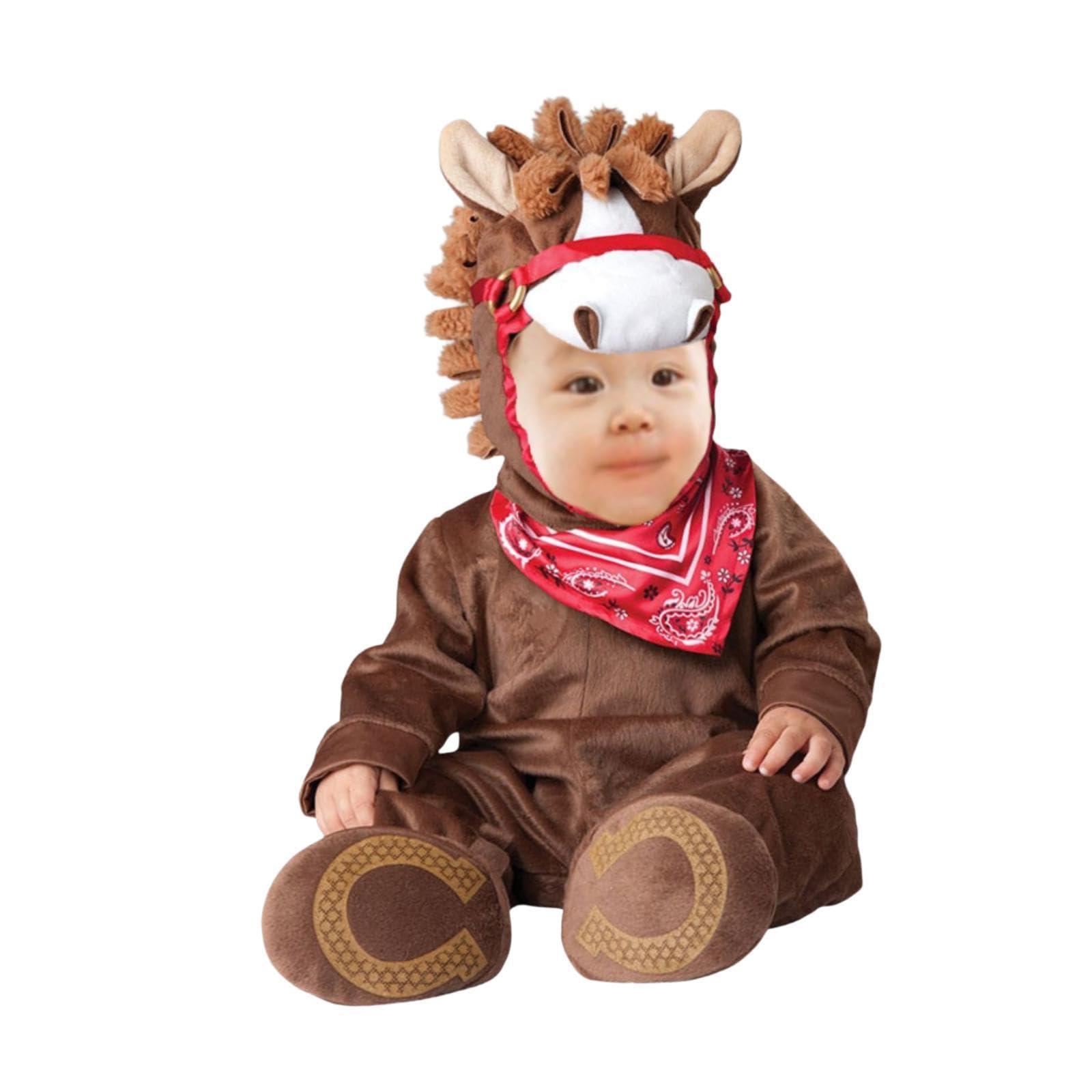 F Fityle Costume da Cucciolo di Animale per Halloween, Travestimento Originale per Feste, Divertente Tuta con Cappuccio per Cosplay e Giochi di Ruolo per, Cavallo Marrone, XL