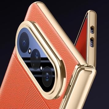 Leather Case for Huawei Pura X Max, Built-in Privacy Screen Protector, Camera Protection, Shockproof Full Body Phone Case,for Pura Xmax (Gold,Anti-peeping)